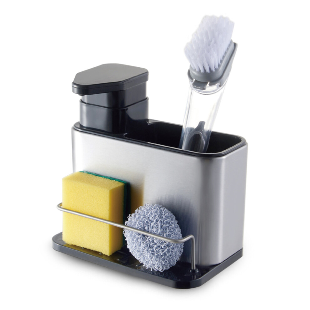 Stainless Steel Kitchen Sink Organiser Soap Dispenser Pump Sponge Brush Holder 7703244210381
