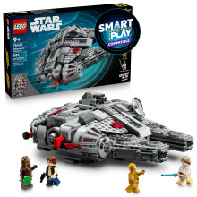 LEGO Star Wars SMART Play: Millennium Falcon Starship Building Toy for Kids - Compatible Set with 4 SMART Tags and 4 Minifigures - Gift for Boys, Girl