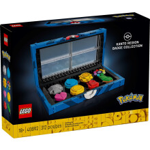 LEGO Pokémon Kanto Region Badge Collection - 312-Piece Display Case with 8 Gym Badges, Collectible Video Game Memorabilia Gift for Adults - 40892