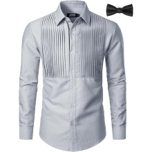 Herrenhemd mit langen Ärmeln elegant geknöpft grau XL — hemd herren formal, graues herrenhemd, hemd langarm, knopfverschluss, hemd größe xl