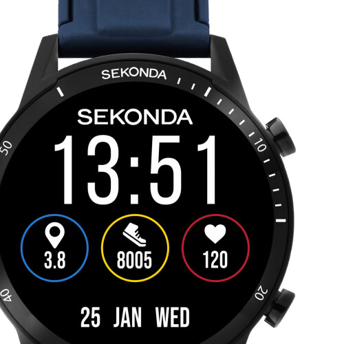 Sekonda Sekonda Active Go Smart Watch in Black with Blue Silicone Strap 2