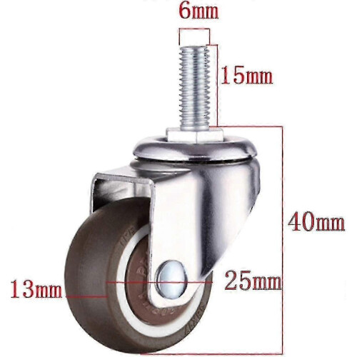 Mini-Möbelrollen 25 mm – 4er-Pack Lenkrollen mit TPE-Gewinde 1