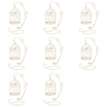 8X Metal Candle Holder Hollow Out Bird Cage Vintage Hanging Candlestick Lantern for Home Centerpiece Decoration A
