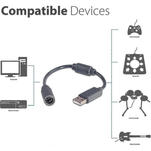 USB breakaway cable for XBOX360 Guitar Hero - 2Pack wired controller cord 2