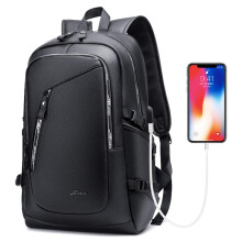 DYJ Vegan Leren Laptop Rugzak voor Dames en Heren, Faux Leren Vintage Weekend Reisdagrugzak met USB Oplaadpoort voor 17 Inch Laptops