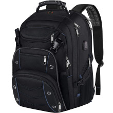 18.4 Laptopryggsäck för unisex, 55L Extra Stort Gaming Laptopryggsäck med USB-laddningsport,TSA-vänlig och RFID-säker ficka