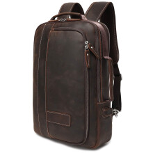 Mochila para portátil de cuero auténtico LANNSYNE de 15.6" con diseño expandible
