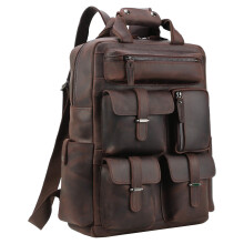 Sac à dos en cuir Polare pour ordinateur portable avec zips en métal YKK