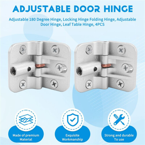 Adjustable 180 Degree Hinge, Locking Hinge Folding Hinge, Adjustable Door Hinge, Leaf Table Hinge, 4PCS 1