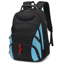 Mochila para Portátil para Hombre - Mochila Universitaria 17.3 Pulgadas, Negra/Azul Cielo