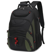Sac à Dos Ordinateur pour Hommes - Sac Universitaire 17,3 pouces, Noir/Vert Armée