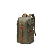 Mochila impermeable de tela de lona para portátil, rucksack para viajes y deportes (Verde ejército)