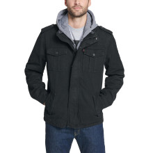 Chaqueta ligera militar de algodón con capucha para hombre Levi's, negra, pequeña