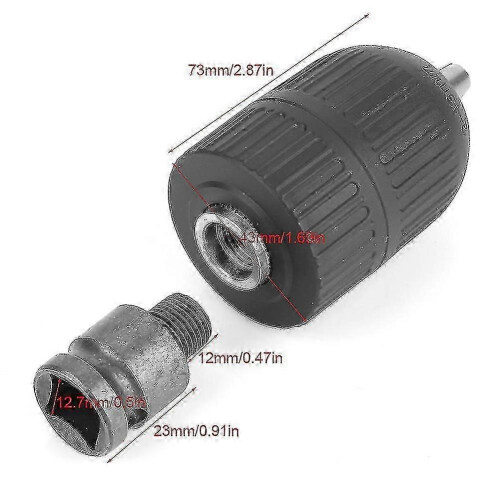 Drill chuck adapter for impact tools 1/2"-20UNF 2-13mm keyless 1