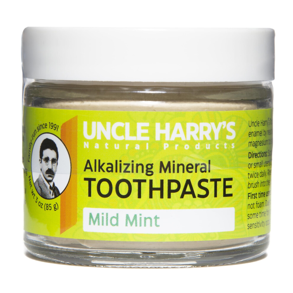 Uncle Harry's Mild Mint Remineralizing Toothpaste | Natural Whitening Freshens Breath & Promotes Enamel | Vegan Fluoride Free Toothpaste, 3 Oz