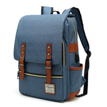 Mancio Slim Vintage Laptop Rugzak Voor Vrouwen, Mannen Voor Reizen, College, Dagparken, Tot 15.6 Inch Laptop in Blauw