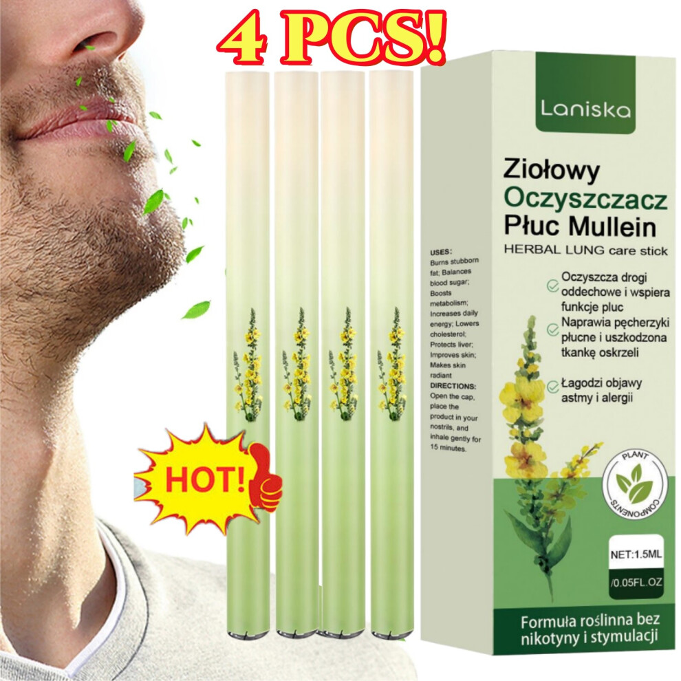 4X Herbal Diffuser Pen with Extracts Mullein Thyme Mint for Lung-Health & Fresh Air