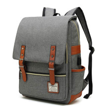 Mancio Sac à Dos Vintage Slim pour Ordinateur Portable pour Voyage, Université, Journée, 15.6 pouces en Gris