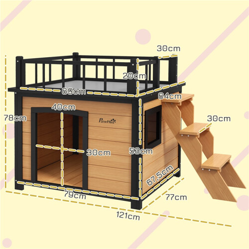 Chenil avec balcon et escalier pour petits chiens 2