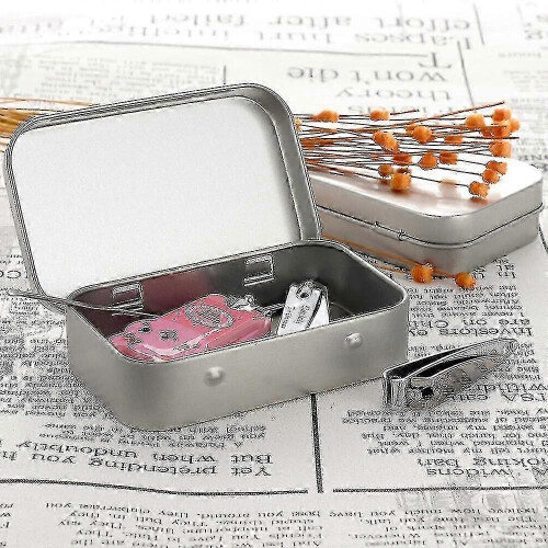 Small storage container for crafts - 12pcs metal hinged tin box set 2