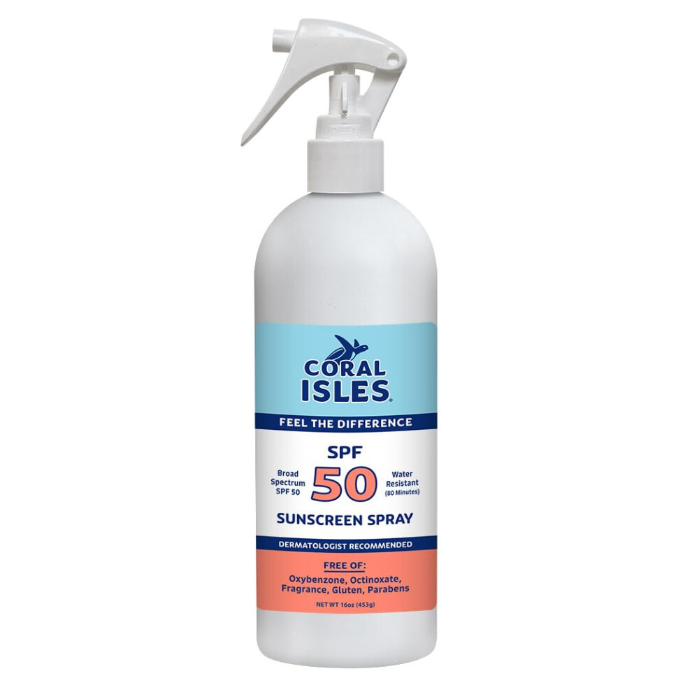 Coral Isles Spf 50 Spray | Broad Spectrum Uva/Uvb Protection | Hawaii Reef-Safe Act Compliant | Oxybenzone & Octinoxate Free | Water Resistant 80 Min.