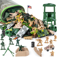 Divwa Arméleksaker för Barn 8-12, Militärsoldater 160 Delar Set med WW2 Khaki Grön Plast