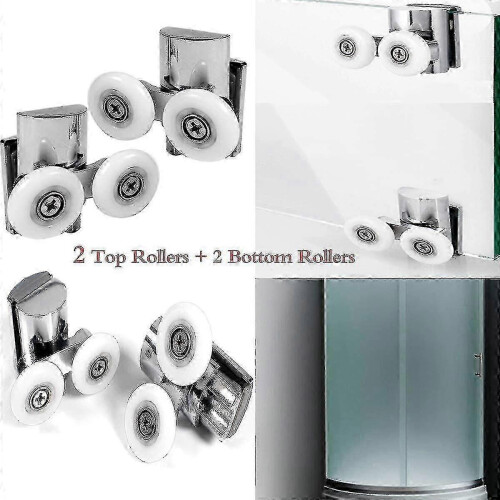 Alloy dual wheel rollers 23mm 4pcs for shower door replacement 2