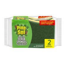 Éponge de nettoyage Pine-Sol robuste | Éponge à vaisselle et à récurer double face | 2 pièces