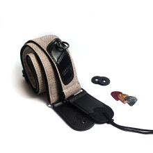 Correa para Guitarra para Bajo, Eléctrica y Acústica, con Traba (Beige), Talla Única, (LMR00_0312)