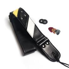 Correa de guitarra para bajo, guitarra eléctrica y acústica, con bloqueos incluidos (Cuero negro)