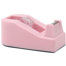 SHOIKOM Stilvoller und scharfer Desktop Klebebandabroller - Süßer Bürokleber für den Schreibtisch - Rutschfeste Basis, Macaron Pink