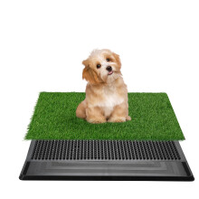 Hundgräsmatta med bricka, 25" x 20" Hundtoalett inomhus/utomhus, konstgjord hundgräs kissmatta