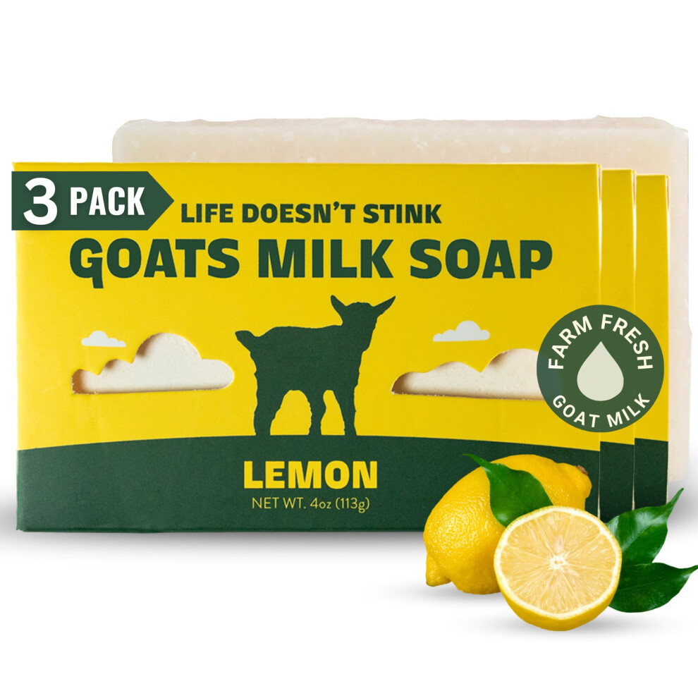 Stinkbug Natural Organic Goats Milk Soap With Lemon, Natural Ingredient, 4 Ounce Pack Of 3
