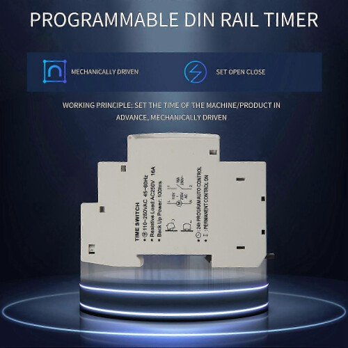 DIN rail timer for electrical control 15-min increments 24-hour cycle 2