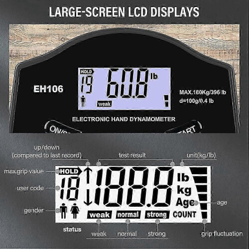 Hand grip strength meter for athletes, digital 180kg measuring tool 1