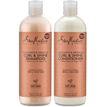 SheaMoisture Kokosnoot & Hibiscus Krul & Glans Shampoo & Conditioner voor Bouncy Krullen, 16 Oz Elke