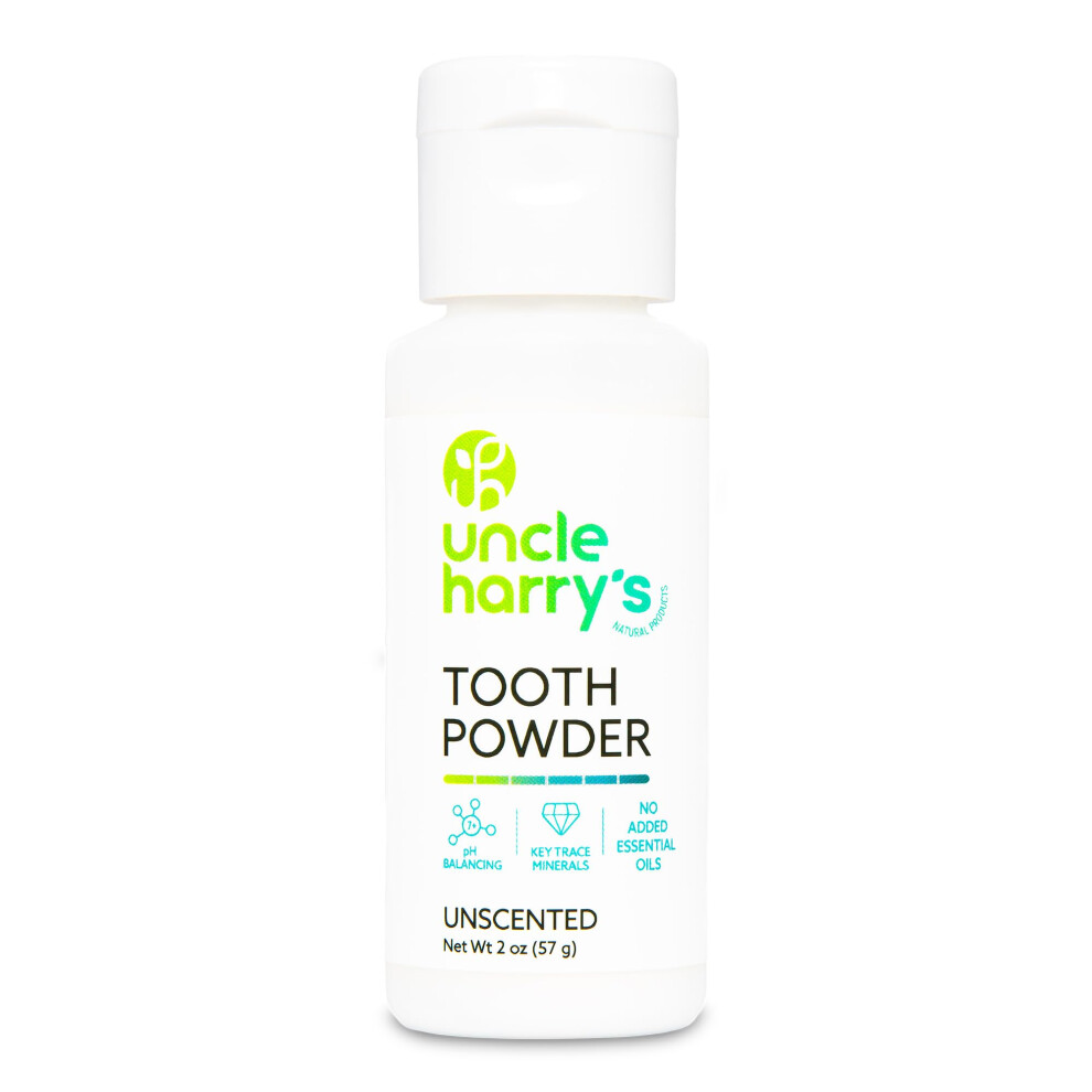 Uncle Harry's Unscented Tooth Powder | Alkalizing All Natural Enamel Support For Sensitive Teeth | No Essential Oils | Powder Toothpaste For Gum Healt