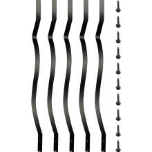 VEVOR Balusters 32.25 Inch-51 Pack Staircase with Screws Wavy Aluminum Railing, for Outdoor Stair Deck Porch, Black, 51 Count