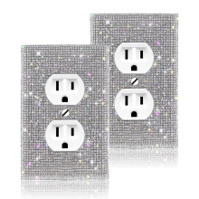 (2PCS) COUVERTURE INTERRUPTEUR BLING ARGENT RHIENSTONES PRISE PLATEAU MURALE BRILLANT