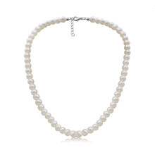Collar de Perlas para Hombre y Mujer, Perlas Blancas de 8MM, Joyería de Perlas 20"