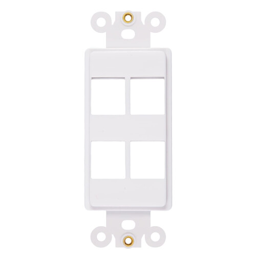 4-Port Dekorator-Einsatz mit Mutter, Wandplatte Adapter, Weiß (4 Port 1 Pack)
