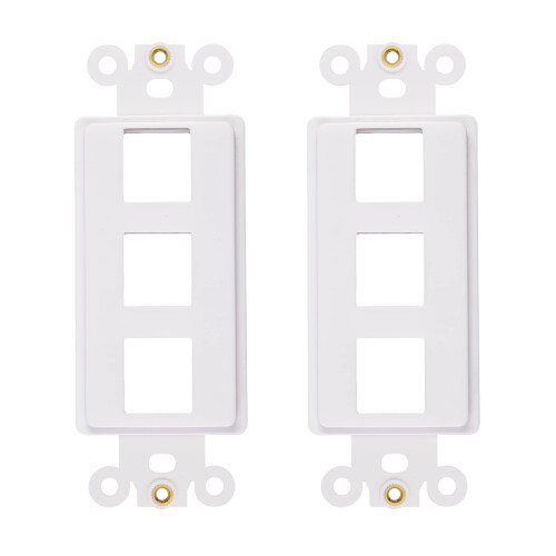 3-Port Dekorator Einlage mit Mutter, Wandplattenadapter, Weiß (2er Pack)