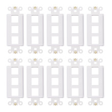 Adaptateur de plaque murale 3 ports avec écrou, blanc (paquet de 10)