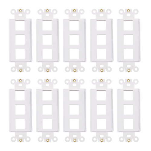 3-Port Decorator Einsätze mit Mutter, Wandplatte Adapter, Weiß (10er Pack)