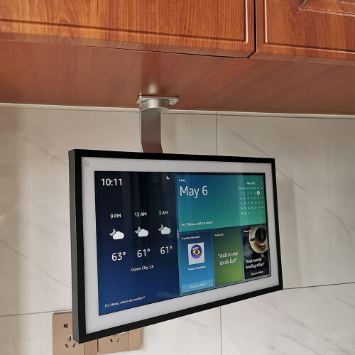Supporto Versatile Sotto Mobile per Amazon Echo Show 15 - Risparmia Spazio e Personalizza Angoli di Visione Argento 026-02 SX