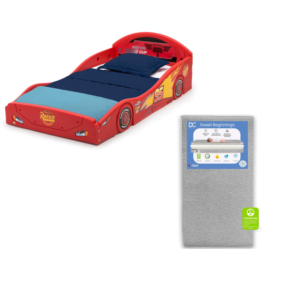 Delta Children Disney Pixar Cars Lightning Mcqueen Race Car Toddler Bed Sweet Beginnings Dual Sided Crib Mattress
