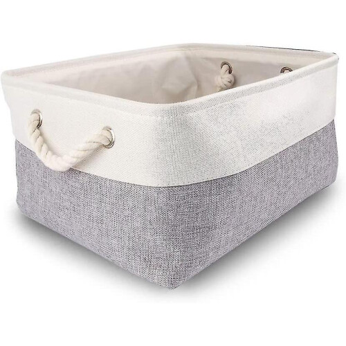 Large Fabric Storage Box, Rectangular Dressing Room Storage Basket with Handle for Toys, Wardrobe (f