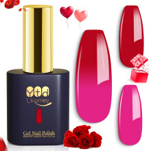 YTD Likomey Esmalte de Uñas Gel Cambiante, 15ml Rosa Caliente a Rojo, Ombre Térmico