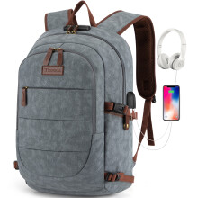 Canvas Laptop Rugzak-Anti Diefstal Tas voor Mannen Vrouwen, Past 15.6 Inch Laptop, Werk Reis Boekentas met USB Oplaadpoort