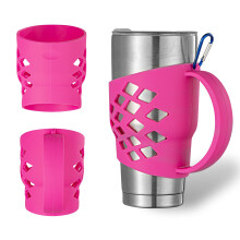 WISDING 30 oz Tumbler Silikon Greppskydd Med Handtag, Rosa